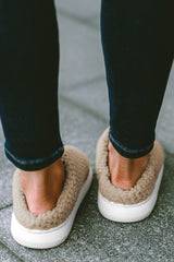 Apricot Two-tone Knitted Warm Homewear Slippers