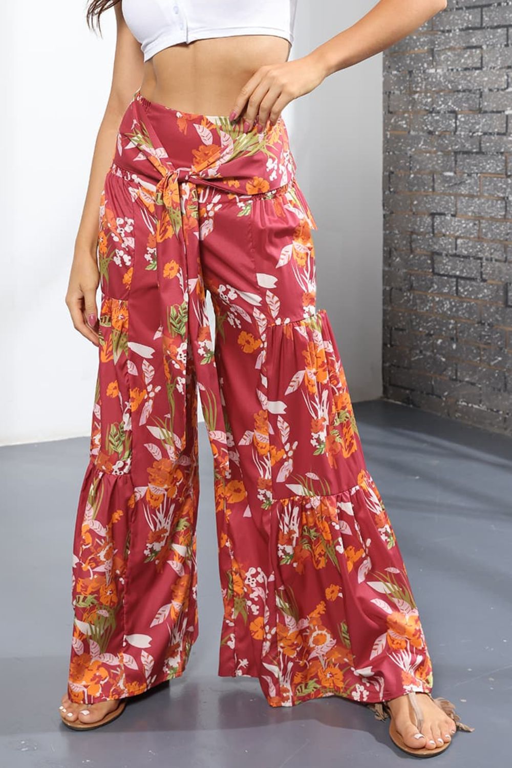 Culotte taille haute nouée imprimée