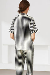 Striped Short Sleeve Shirt, Pants, Cami Pajama Set