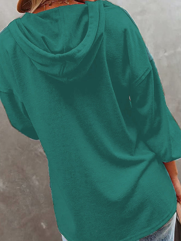 Cardigan à capuche pour femme, sweat-shirt décontracté, ample, couleur unie 