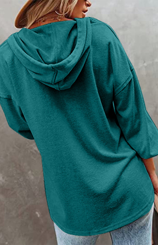 Cardigan à capuche pour femme, sweat-shirt décontracté, ample, couleur unie 