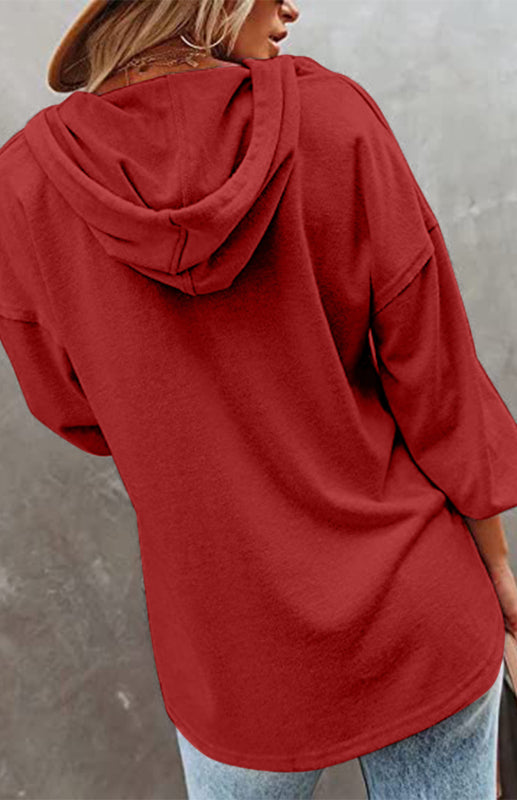 Cardigan à capuche pour femme, sweat-shirt décontracté, ample, couleur unie 
