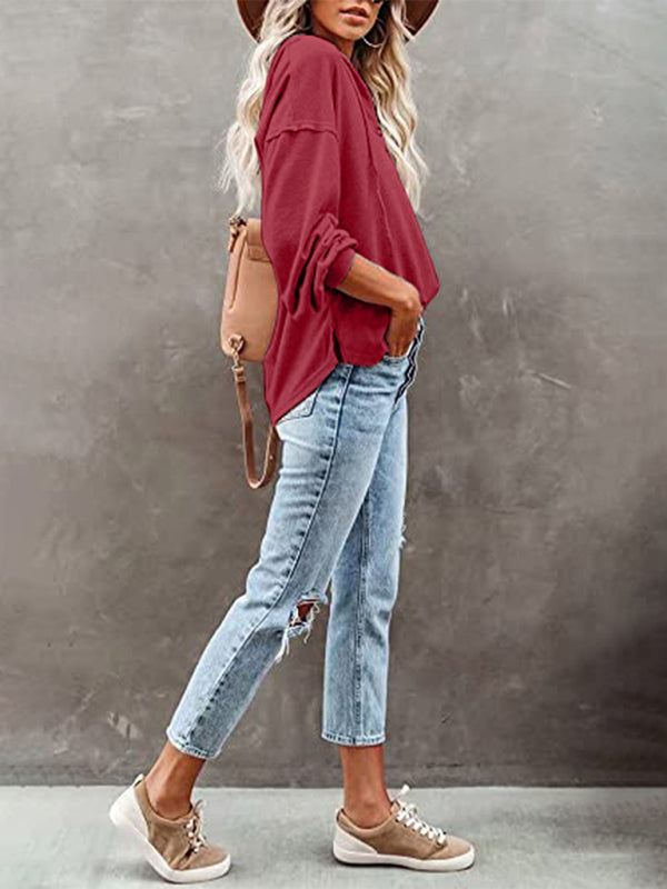 Cardigan à capuche pour femme, sweat-shirt décontracté, ample, couleur unie 