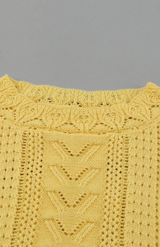 Langärmliger Pullover mit Cutout und Blütenblattärmeln für Damen 