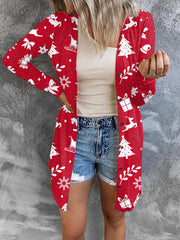 Kleine Strickjacke mit Weihnachtsmotiv-Print für Damen 