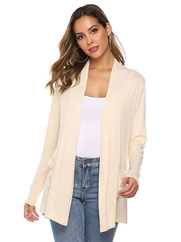 Damen All-Match Mittellange Langarm-Strickjacke 