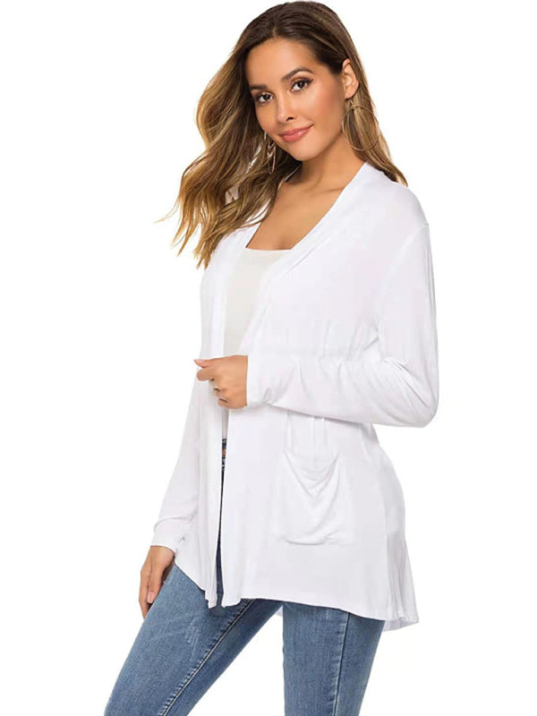 Damen All-Match Mittellange Langarm-Strickjacke 