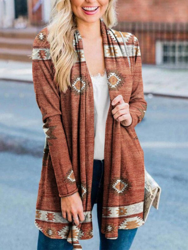 Lässiger ethnischer Azteken-Cardigan für Damen 