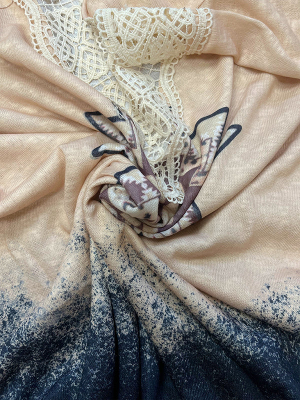 Gestricktes, lässiges Spitzentop mit ethnischem Azteken-Print für Damen 