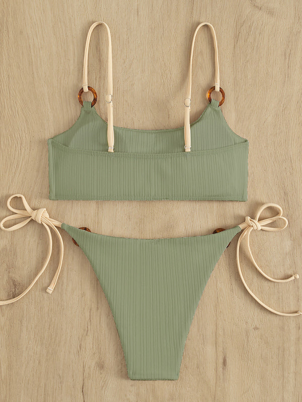 solid color hoop bikini sets