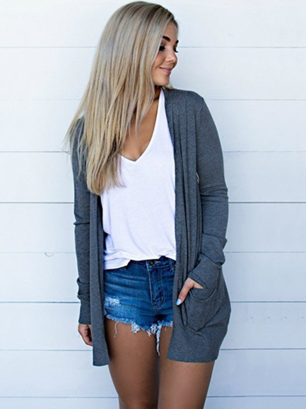 Women's Tops Long Sleeve Knitted T-Shirt Cardigan