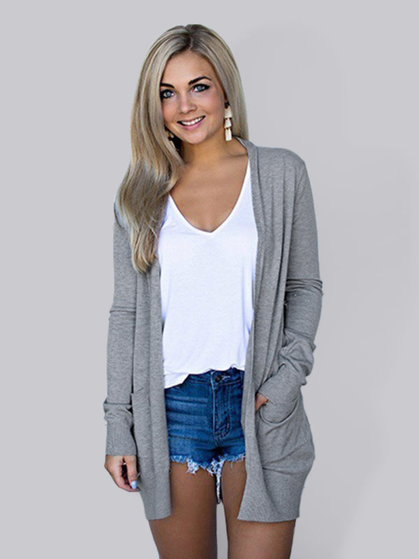 Women's Tops Long Sleeve Knitted T-Shirt Cardigan