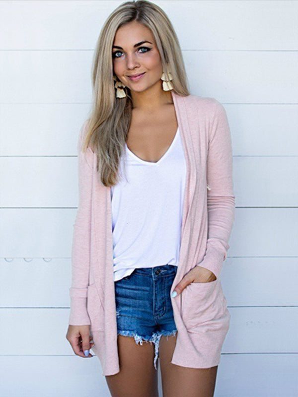 Women's Tops Long Sleeve Knitted T-Shirt Cardigan