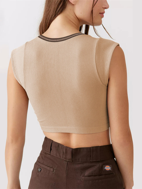 Damen-Strickjacke mit halblangen Ärmeln, kleine fliegende Ärmel, kurze Weste 