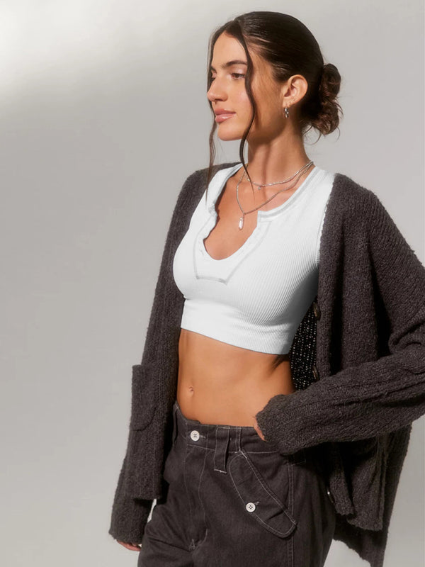 Damen-Strickjacke mit halblangen Ärmeln, kleine fliegende Ärmel, kurze Weste 