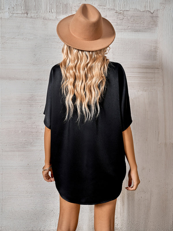woven casual loose short-sleeved shirt