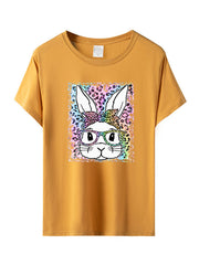 Damen-Kurzarm-T-Shirt mit Oster-Leoparden-Hasen-Print 