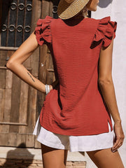 Women's Casual V Neck Ruffle Tank Top Sleeveless Shirt