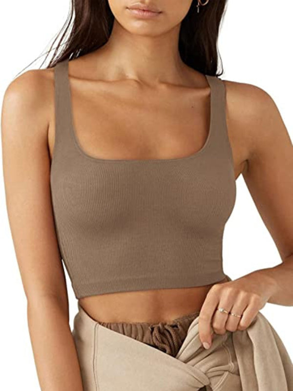solid color casual thread short vest