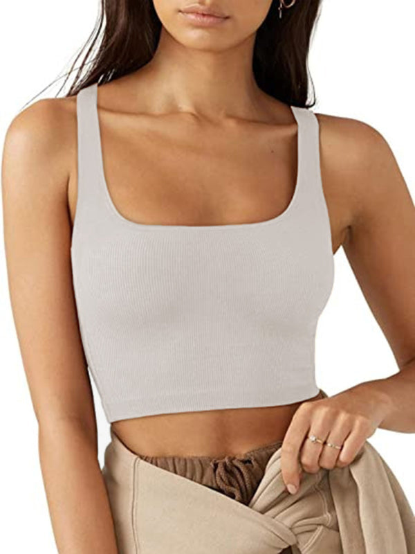 solid color casual thread short vest