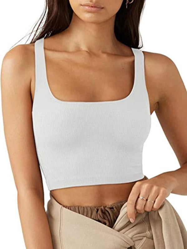 solid color casual thread short vest