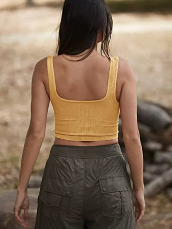 solid color casual thread short vest