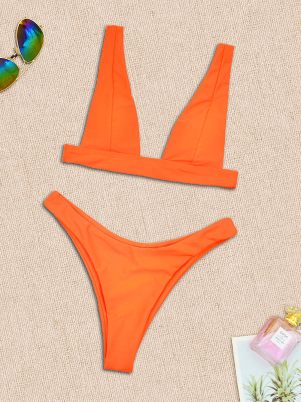 push up deep V bikini set