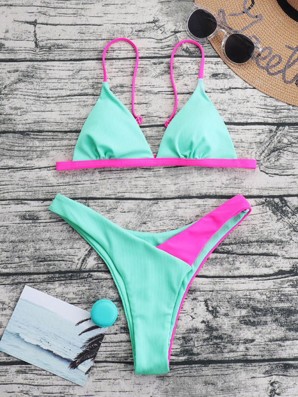 Bikini Two-piece Swimsuit Hit color swimsuit