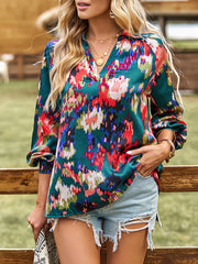 Printed shirt's loose temperament commuting long-sleeved top