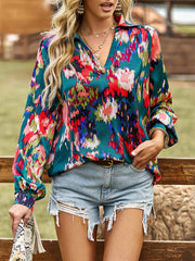 Printed shirt's loose temperament commuting long-sleeved top