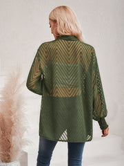 Lässiges, einfarbiges, lockeres Jacquard-Cardigan-Oberteil für Damen 
