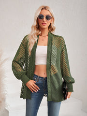 Lässiges, einfarbiges, lockeres Jacquard-Cardigan-Oberteil für Damen 