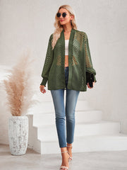 Lässiges, einfarbiges, lockeres Jacquard-Cardigan-Oberteil für Damen 
