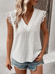 cross-border's ruffled sleeveless white shirt