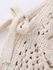 Débardeur en tricot creux à bordure sphérique pour femme 