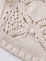 Débardeur en tricot creux à bordure sphérique pour femme 