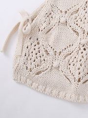 Débardeur en tricot creux à bordure sphérique pour femme 