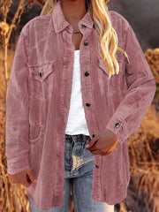 Women's Corduroy Lapel Button Loose Casual blouse