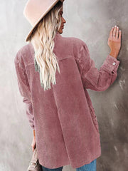 Women's Corduroy Lapel Button Loose Casual blouse