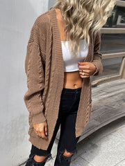 Women's Long Sleeve Solid Color Twist Sweater Cardigan