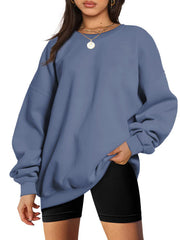 Rundhalspullover, lockeres, lässiges Samt-Sweatshirt 