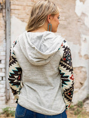 Sweat-shirt à capuche décontracté à boutonnage en diamant pour femme 