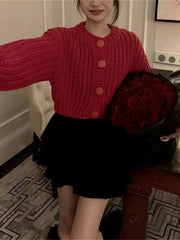 women's long sleeve sweater buttoned cardigan jacket