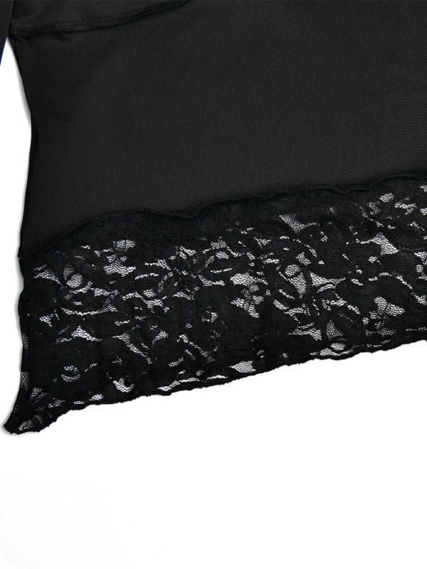 Women's lace patchwork long sleeve top