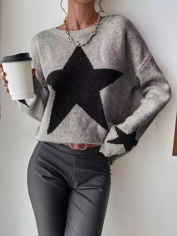 Pullover mit Rundhalsausschnitt und Sternfaden 
