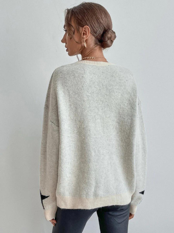 Pullover mit Rundhalsausschnitt und Sternfaden 