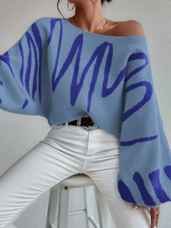 Lockerer Pullover mit Laternenärmeln für Damen 