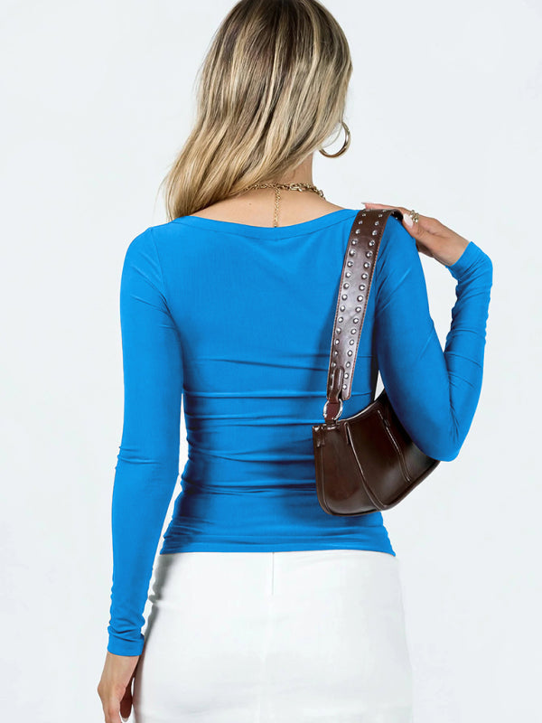Feminines Langarm-Stricktop mit U-Ausschnitt 