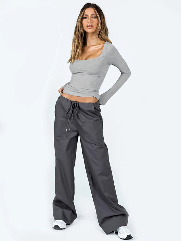 Feminines Langarm-Stricktop mit U-Ausschnitt 