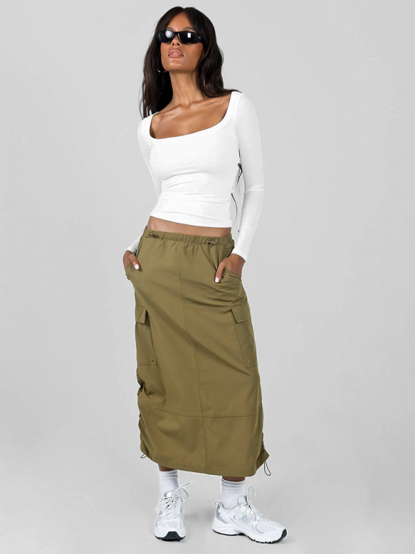 Feminines Langarm-Stricktop mit U-Ausschnitt 